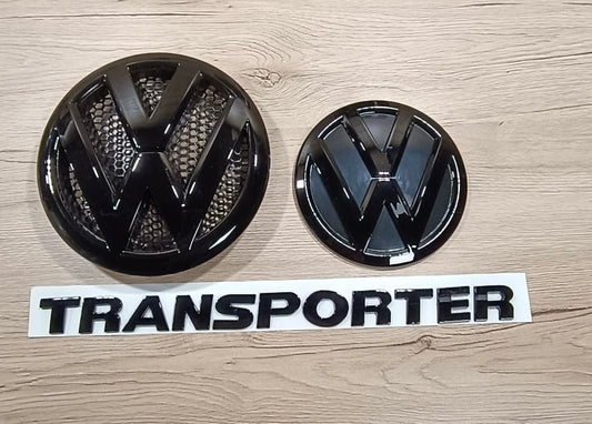 VW T5 Facelift Transporter Emblemset Schwarz glänzend