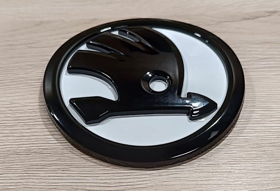 Skoda 100mm Emblem Logo Schwarz Weiß