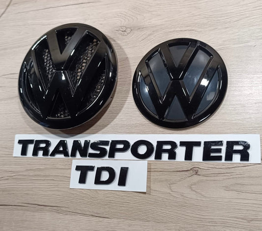 VW T5 Facelift Transporter TDI Emblemset Schwarz glänzend