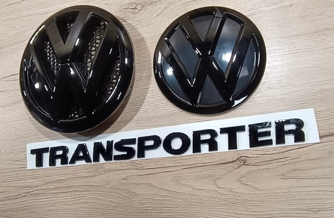 VW T5 Facelift Transporter Emblemset Schwarz glänzend