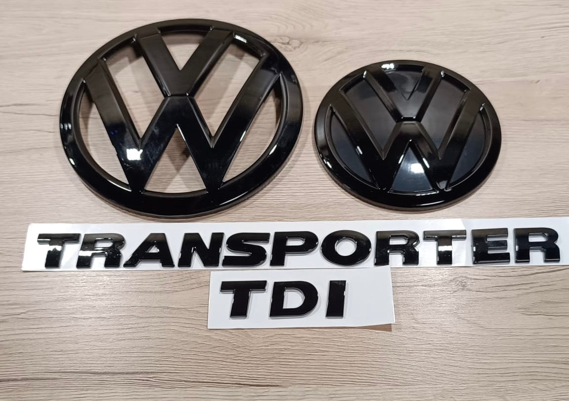 VW T6.1 Transporter TDI Emblemset Schwarz glänzend