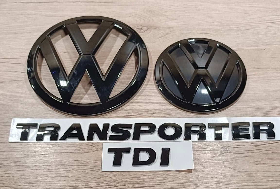 VW T6.1 Transporter TDI Emblemset Schwarz glänzend