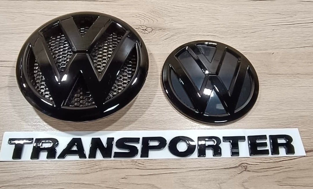 VW T5 Facelift Transporter Emblemset Schwarz glänzend